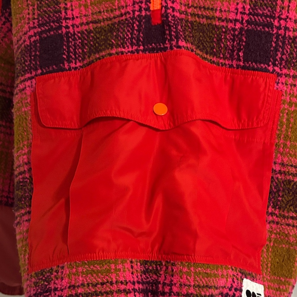 OOF Wear To Go Plaid Fleece Quarter Zip Pullover | Red Utility Pocket - Picture 5 of 7